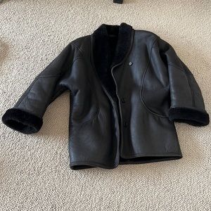 Genuine Shearling Cocoon Jacket, Michael Hoban North Beach Leather Vintage, Sz M